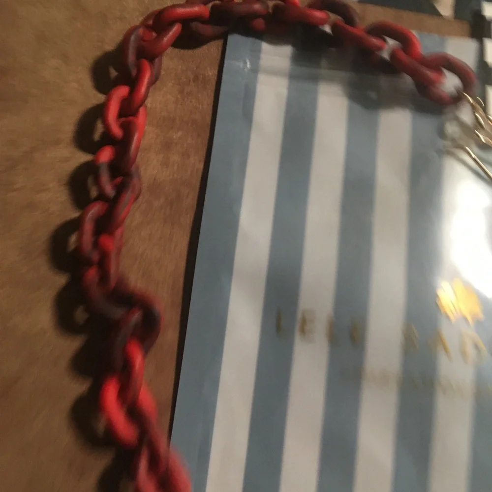 LELE SADOUGHI NWT AUTHENTIC GARNET & BLACK RESIN CABLE LINK FACE MASK CH…